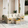 Image de vidaXL Salon de jardin avec coussins 7 pcs beige résine tressée