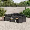 Image de vidaXL Salon de jardin 9 pcs avec coussins noir résine tressée