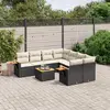Image de vidaXL Salon de jardin 9 pcs avec coussins noir résine tressée