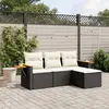 Image de vidaXL Salon de jardin 4 pcs avec coussins noir résine tressée