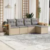 Image de vidaXL Salon de jardin avec coussins 5 pcs beige résine tressée