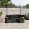 Image de vidaXL Salon de jardin 4 pcs avec coussins noir résine tressée
