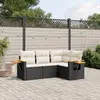 Image de vidaXL Salon de jardin 4 pcs avec coussins noir résine tressée