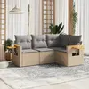 Image de vidaXL Salon de jardin avec coussins 4 pcs beige résine tressée
