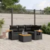 Image de vidaXL Salon de jardin 5 pcs avec coussins noir résine tressée
