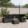 Image de vidaXL Salon de jardin 6 pcs avec coussins noir résine tressée