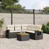 Image de vidaXL Salon de jardin 6 pcs avec coussins noir résine tressée