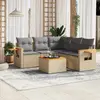 Image de vidaXL Salon de jardin avec coussins 6 pcs beige résine tressée