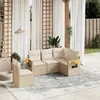 Image de vidaXL Salon de jardin avec coussins 5 pcs beige résine tressée