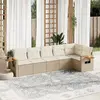 Image de vidaXL Salon de jardin avec coussins 6 pcs beige résine tressée
