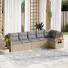 Image de vidaXL Salon de jardin avec coussins 6 pcs beige résine tressée