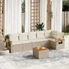 Image de vidaXL Salon de jardin avec coussins 7 pcs beige résine tressée