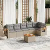 Image de vidaXL Salon de jardin avec coussins 7 pcs beige résine tressée