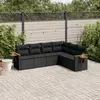 Image de vidaXL Salon de jardin 6 pcs avec coussins noir résine tressée