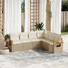 Image de vidaXL Salon de jardin avec coussins 6 pcs beige résine tressée