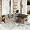 Image de vidaXL Salon de jardin avec coussins 6 pcs beige résine tressée