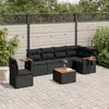 Image de vidaXL Salon de jardin 7 pcs avec coussins noir résine tressée