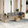 Image de vidaXL Salon de jardin avec coussins 7 pcs beige résine tressée