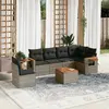 Image de vidaXL Salon de jardin avec coussins 7 pcs gris résine tressée