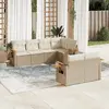 Image de vidaXL Salon de jardin avec coussins 7 pcs beige résine tressée