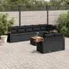 Image de vidaXL Salon de jardin 9 pcs avec coussins noir résine tressée