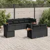 Image de vidaXL Salon de jardin 8 pcs avec coussins noir résine tressée