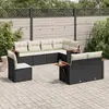 Image de vidaXL Salon de jardin 8 pcs avec coussins noir résine tressée