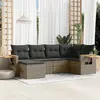 Image de vidaXL Salon de jardin 6 pcs avec coussins gris résine tressée