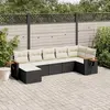 Image de vidaXL Salon de jardin 7 pcs avec coussins noir résine tressée