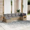 Image de vidaXL Salon de jardin avec coussins 7 pcs beige résine tressée
