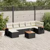 Image de vidaXL Salon de jardin 8 pcs avec coussins noir résine tressée