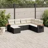 Image de vidaXL Salon de jardin 7 pcs avec coussins noir résine tressée