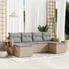 Image de vidaXL Salon de jardin avec coussins 6 pcs beige résine tressée