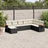 Image de vidaXL Salon de jardin 8 pcs avec coussins noir résine tressée