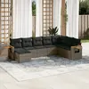 Image de vidaXL Salon de jardin 8 pcs avec coussins gris résine tressée