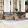Image de vidaXL Salon de jardin avec coussins 9 pcs beige résine tressée