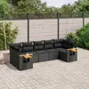 Image de vidaXL Salon de jardin 7 pcs avec coussins noir résine tressée