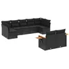 Image de vidaXL Salon de jardin 9 pcs avec coussins noir résine tressée
