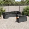 Image de vidaXL Salon de jardin 9 pcs avec coussins noir résine tressée