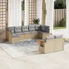 Image de vidaXL Salon de jardin avec coussins 9 pcs beige résine tressée