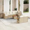 Image de vidaXL Salon de jardin avec coussins 10 pcs beige résine tressée