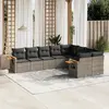 Image de vidaXL Salon de jardin 9 pcs avec coussins gris résine tressée