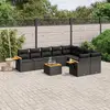 Image de vidaXL Salon de jardin 10 pcs avec coussins noir résine tressée