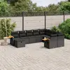Image de vidaXL Salon de jardin 10 pcs avec coussins noir résine tressée