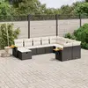 Image de vidaXL Salon de jardin 10 pcs avec coussins noir résine tressée