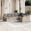Image de vidaXL Salon de jardin avec coussins 10 pcs beige résine tressée