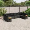 Image de vidaXL Salon de jardin 10 pcs avec coussins noir résine tressée