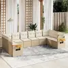 Image de vidaXL Salon de jardin avec coussins 10 pcs beige résine tressée