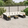 Image de vidaXL Salon de jardin 11 pcs avec coussins noir résine tressée