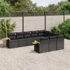 Image de vidaXL Salon de jardin 10 pcs avec coussins noir résine tressée